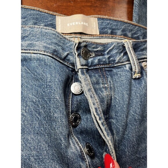 Everlane Womens Distressed Button Fly High Rise Mom Jean Sz 31 - Picture 4 of 6